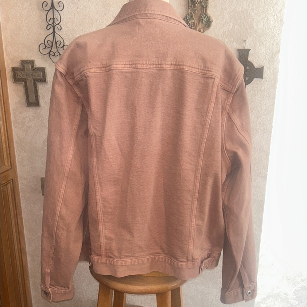 ALL SAINTS Prado Smokey Pink Denim JACKET Size XL - Picture 8 of 16